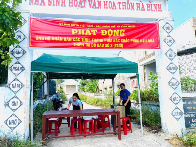 Bình Minh: Phối hợp Mặt trận - Đoàn thể kêu gọi vận động hỗ trợ nhân dân các tỉnh, thành phía Bắc khắc phục hậu quả thiên tai sau bão số 3