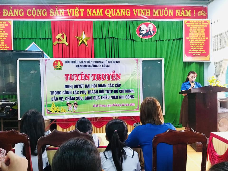 Bình Trung triển khai tuyên truyền Nghị quyết Đại hội Đoàn các cấp về công tác phụ trách đội TNTP Hồ Chí Minh bảo vệ, chăm sóc, giáo dục thiếu niên, nhi đồng